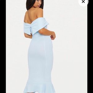 Light blue / dusty blue bodycon midi dress